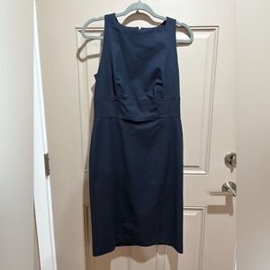 Ann Taylor Navy  Sleeveless Midi Dress with Front Slip